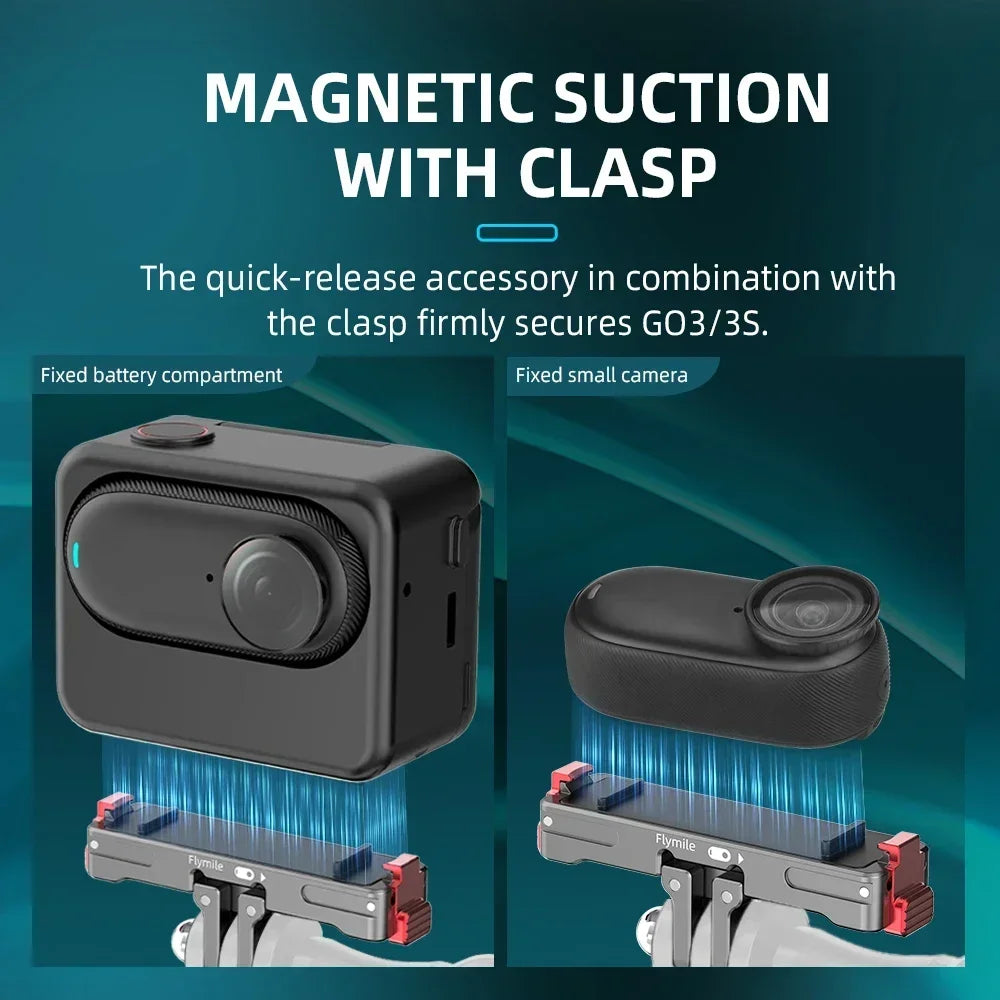 Flymile Magnetic Quick Release Adapter Mount Brackets For Insta360 Go 3S/3 Anti-fall Protect Brackets Action Camera Accessory