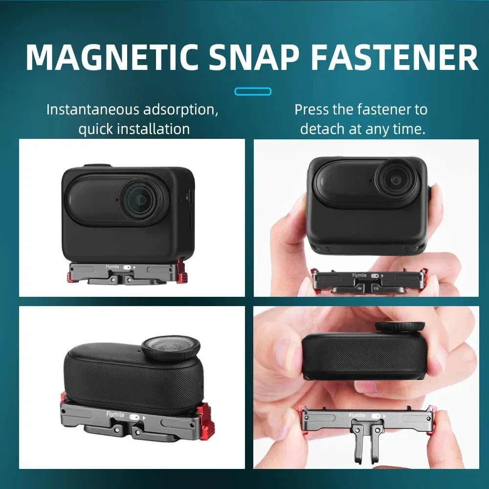 Flymile Magnetic Quick Release Adapter Mount Brackets For Insta360 Go 3S/3 Anti-fall Protect Brackets Action Camera Accessory